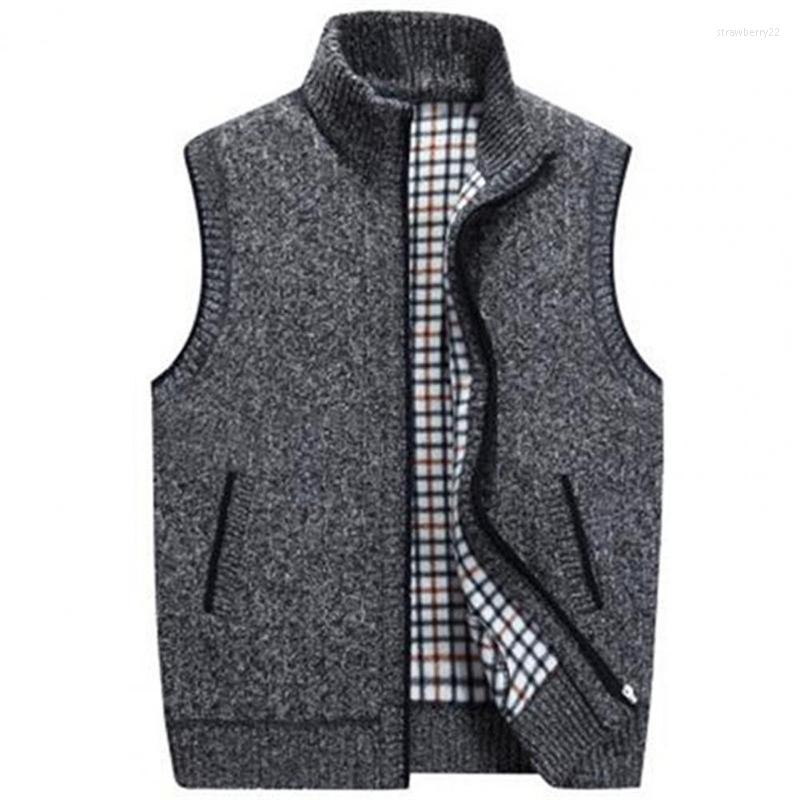 

Men's Vests Men Winter Waistcoat 2022 Vest Solid Color High Collar Thicken Plush For Daily Wear Stra22, Blue