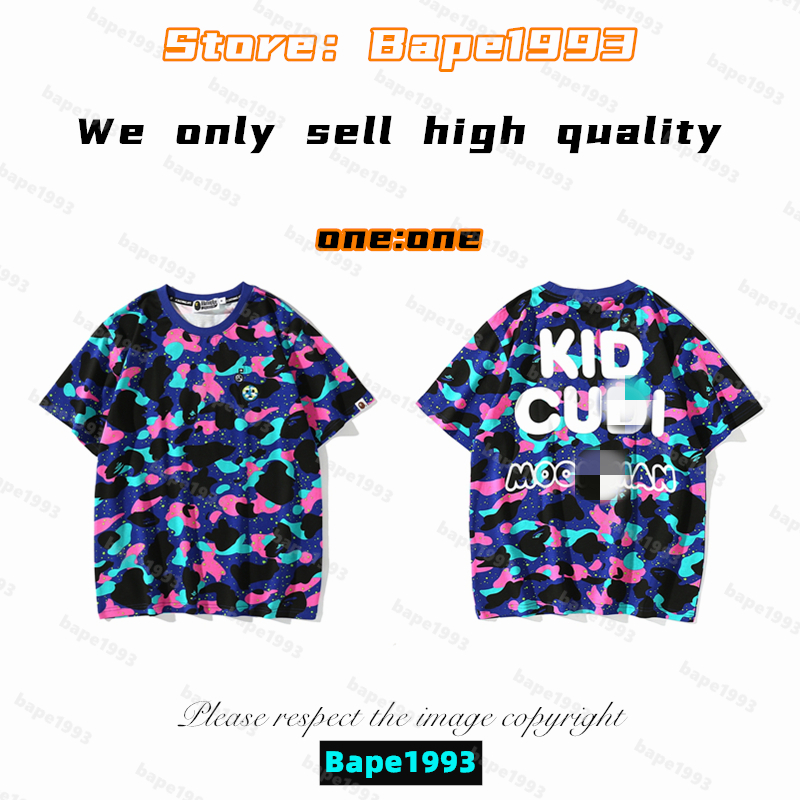 

High Quality Apes Mens T-Shirts Japan Shark ape head tshirts Galaxy spots luminous camo printing co-branded same style for men and women New Designer t shirt B1993 T9-14, 1 button