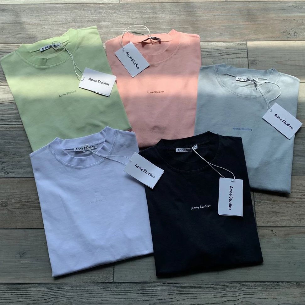 

Men Women T Shirt Acne Studio Macaron Color Summer Short Sleeve Shirt, White