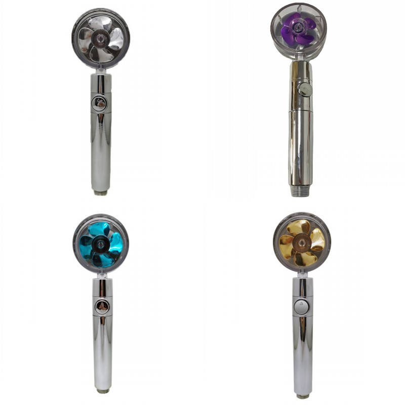 

2022 Shower Head Water Saving Flow 360 Degrees Rotating With Small Fan ABS Rain High Pressure Spray Nozzle Bathroom Accessories 54 H1
