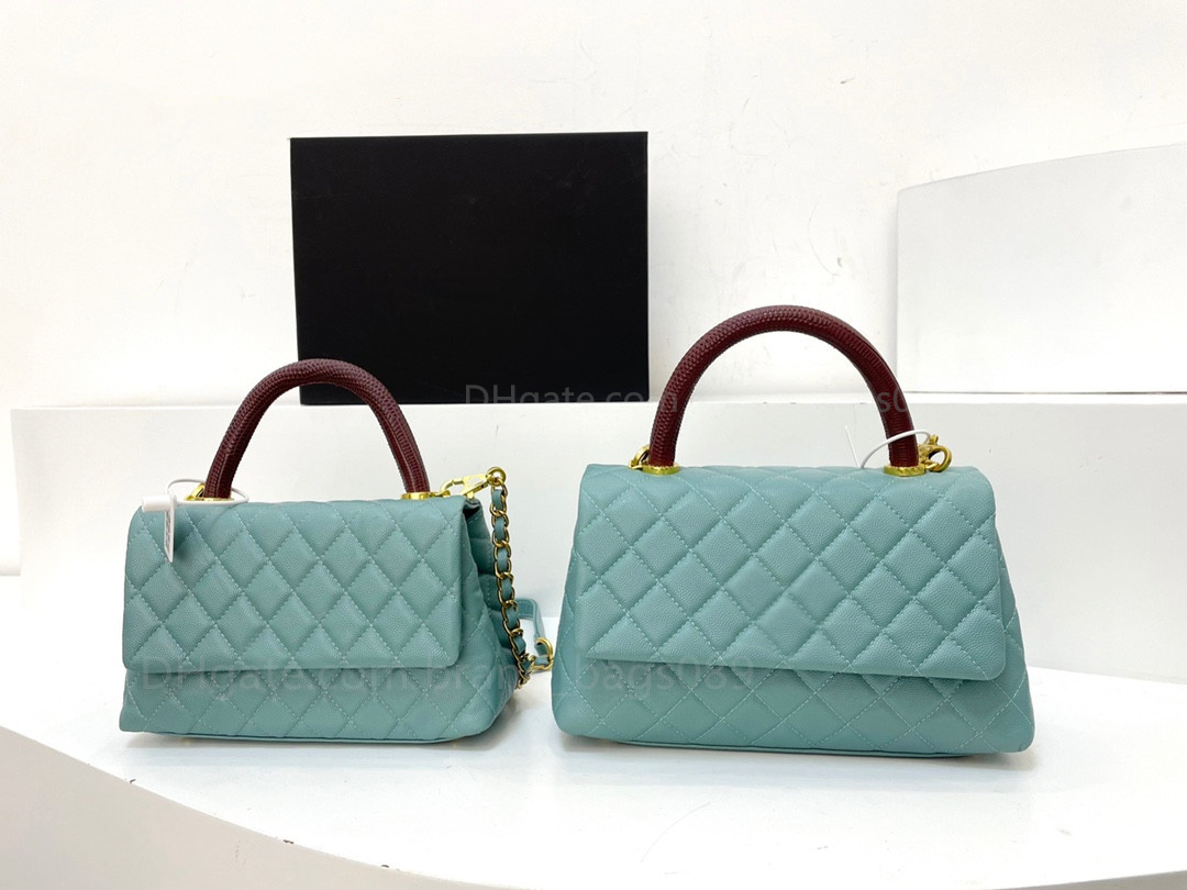 

2022 TOP Designer Handbag Shoulder Chain Bag Clutch Flap coco Totes Bags Wallet lady handles Double Letters Solid Hasp High quality lizard cowhide handbags, Box