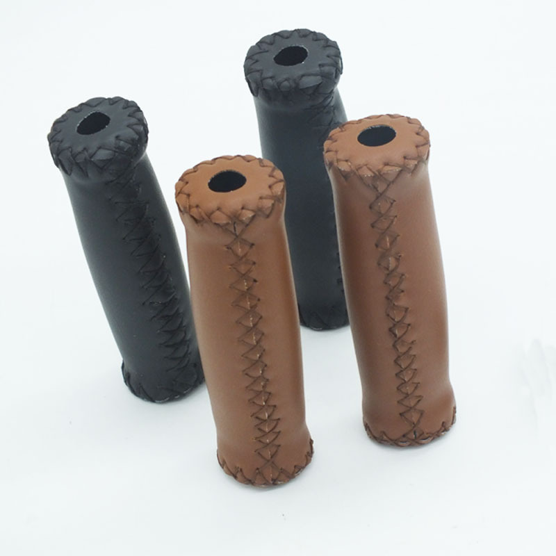 

shock absorption retro handlebars Grips sponge pu material hand stitched fixed gear Mountain Road Folding Bikes with stopper black Brown solid colors