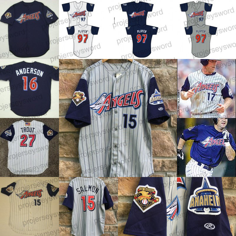 

2001 California Angels 100 Seasons Tim Salmon Jerseys Mo Vaughn Tyler Skaggs Mike Trout Shohei Ohtani Kole Calhoun Garret Anderson Albert Pujols Troy Glaus Jersey, Black
