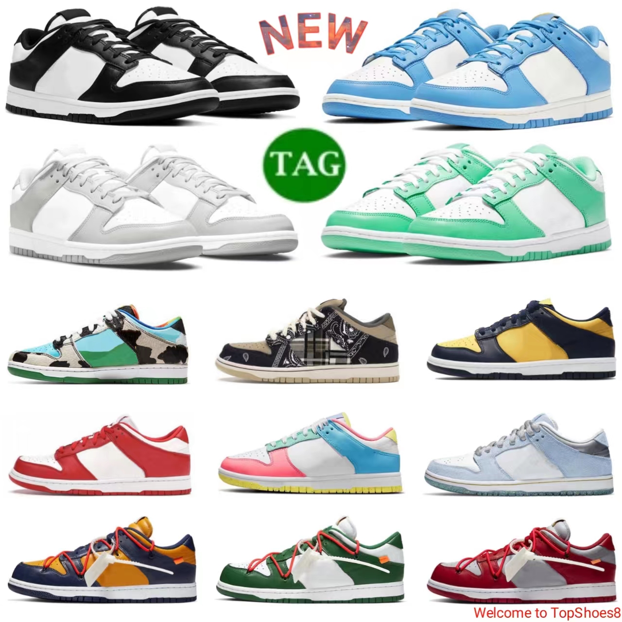 

SB Lows Top Men's Running Shoes Black White Panda UNC Photon Dusty University of Kentucky Red Green Chicago Women's Trainer Outdoor Casual Shoes 36-47, Box