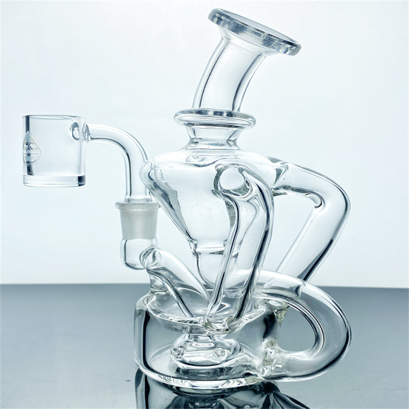 

5.5 Inch Recycler Glass Bong Tornado Hookah Recyclable Dab Rig Smoking Hookah Butt Pipe Size 10mm Bowl