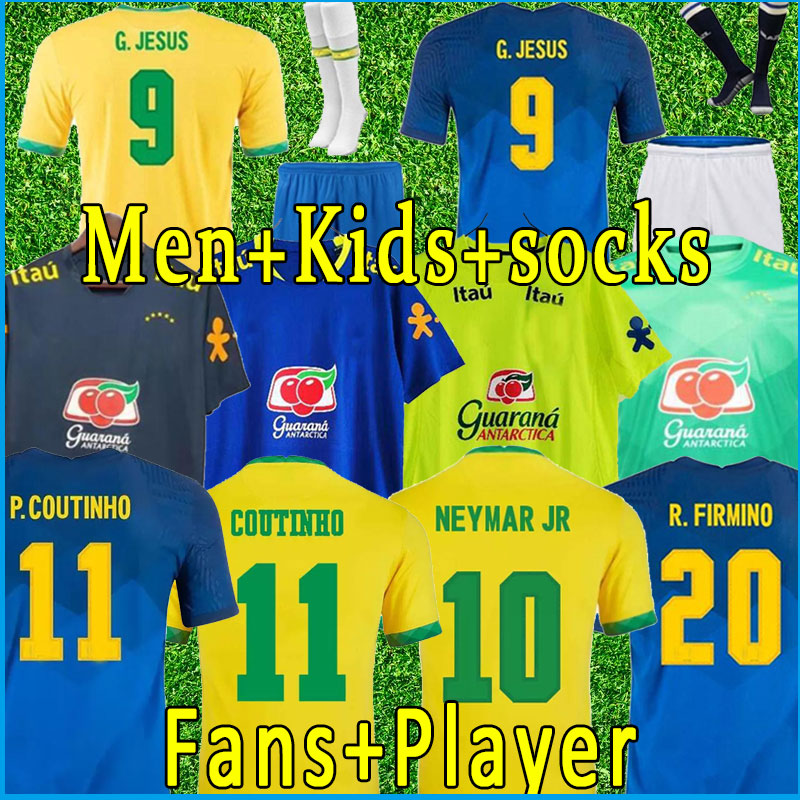 

soccer jersey Camiseta de futbol PAQUETA NERES COUTINHO bRAZILeS football shirt FIRMINO JESUSMARCELO PELE brasils 21 player version full set sock training suit kit