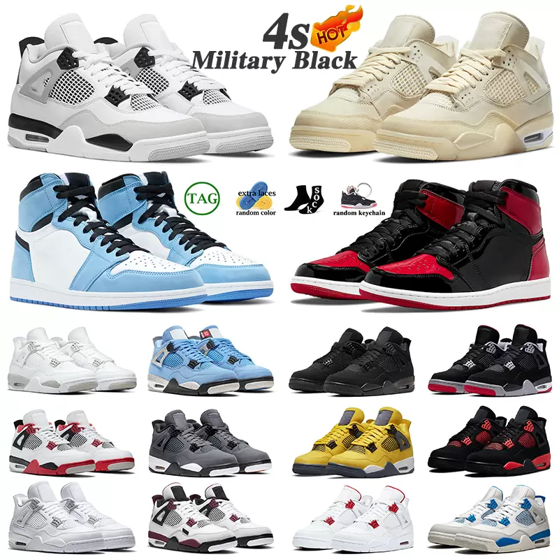 

4s Basketball Shoes Women Men 4 Military Black Cat White Oreo Red Thunder Sail University Blue Patent Bred College Grey Mid Diamond Light