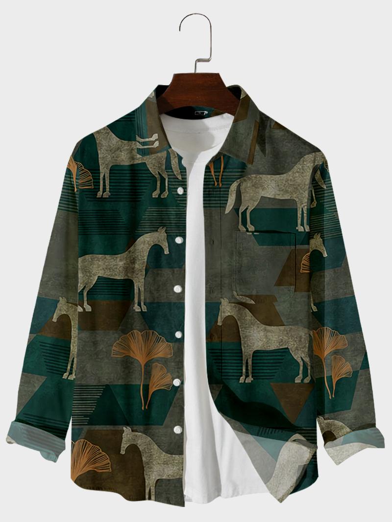 

Men' Casual Shirts Selling Traditional Ethnic Pattern Digital Printing Loose Large Button Long Sleeve Cardigan Men' Shirt 2Men, 11 b036 black line
