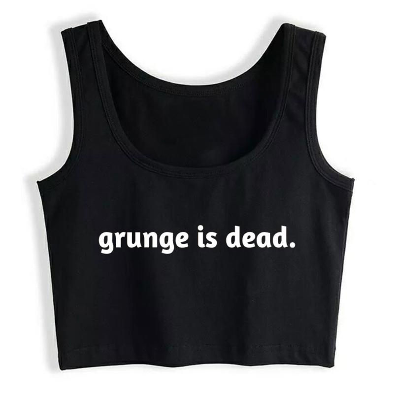 

Women' Tanks & Camis Boho Crop Top Grunge Is Dead Fashion White Sleeveless Y2k Tops Womens Blusas Mujer De Moda 2022 Verano Gym Tank Women, Black