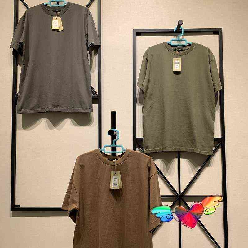 

2021 Oversize Season 6 T-shirt Men Women High Quality Hip Hop Solid Tee Summer Tops Cotton Short Sleeve 5T220721, Camel