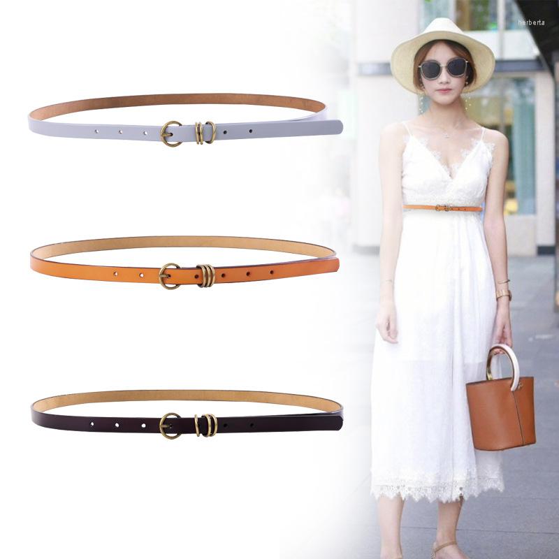 Belts Thin Leather Female Belt Strap Black White Brown Women Ladies Dress Girls Pants Jean Waist BeltBelts