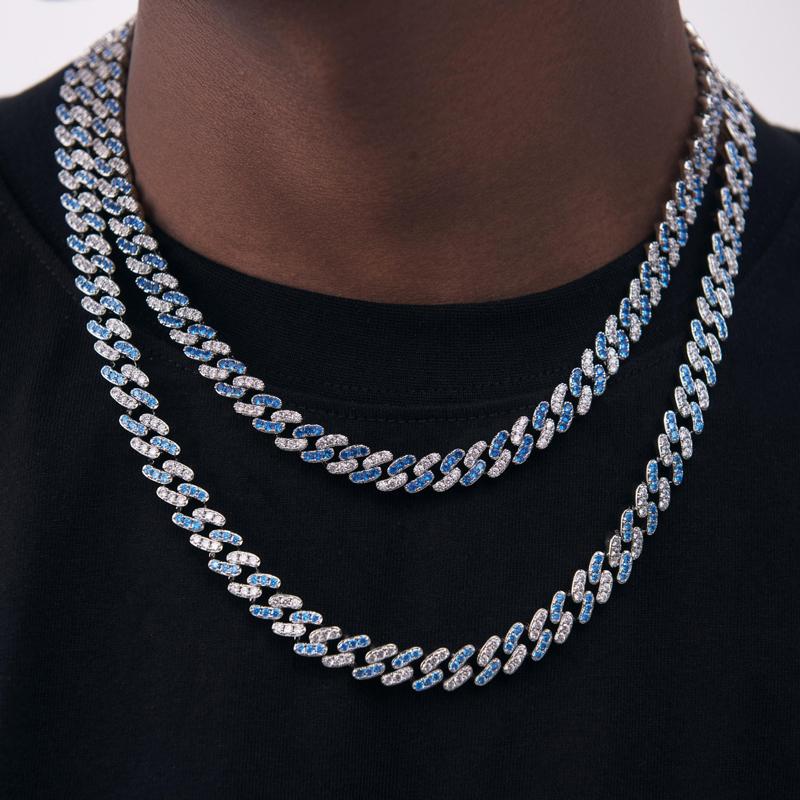 

Chains Men Iced Out Cuban Link Chain 9mm Hip Hop Miami Full Paved Rhinestone Crystal Necklaces 2-Tone Silver Color Jewelry For WomenChains C