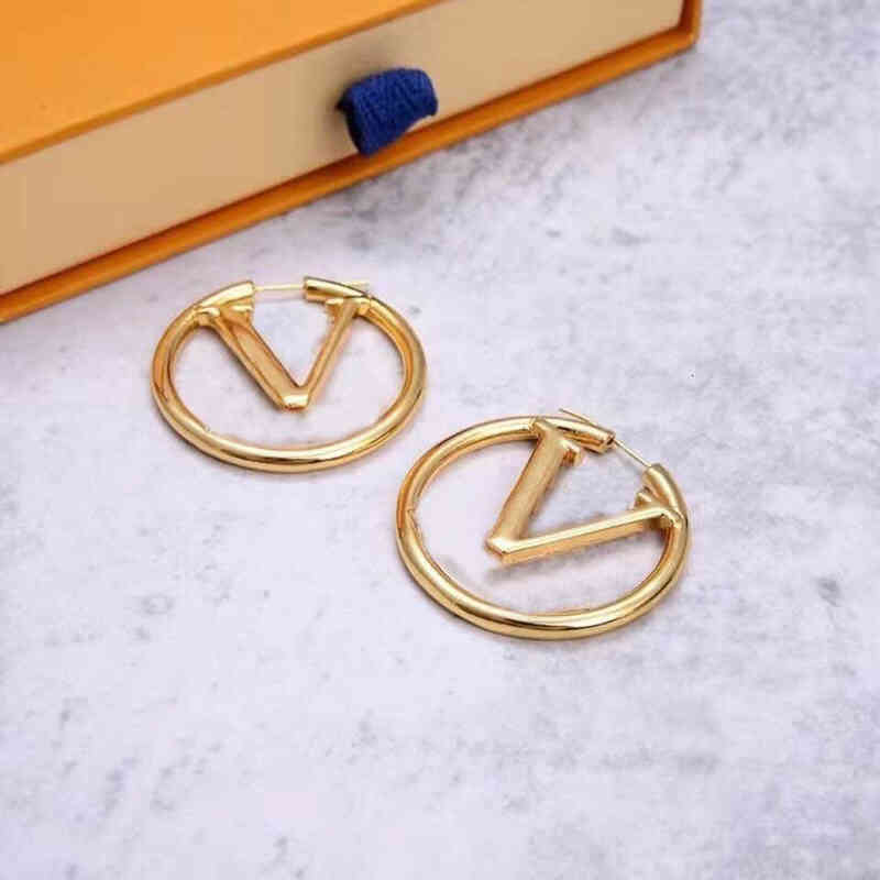 

Luxury big gold hoop earrings for lady women orrous girls ear studs set Designer Jewelry earring Christmas Gift engagement for Bride