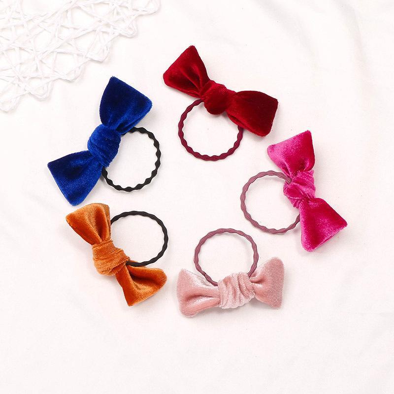 

Hair Accessories Velour Bow Tie Elastics For Kids Knotted Ponytail Holder No Damage