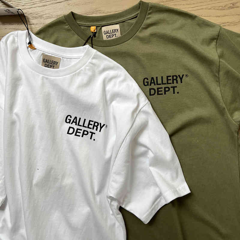 

Designer Shirt Gallerydept Fog Loose Gary Cotton Summer Backing Couple Letter Print Short Sleeve Round Neck Youth T-shirt, Army green