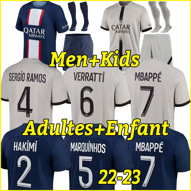 

maillot de foot soccer jersey MBAPPE psgs 2021 2022 WIJNALDUM HAKIMI MARQUINHOS men kids football shirt set 21 22 23 SERGIO RAMOS hommes enfants fourth KIT size 3XL 4XL, Away