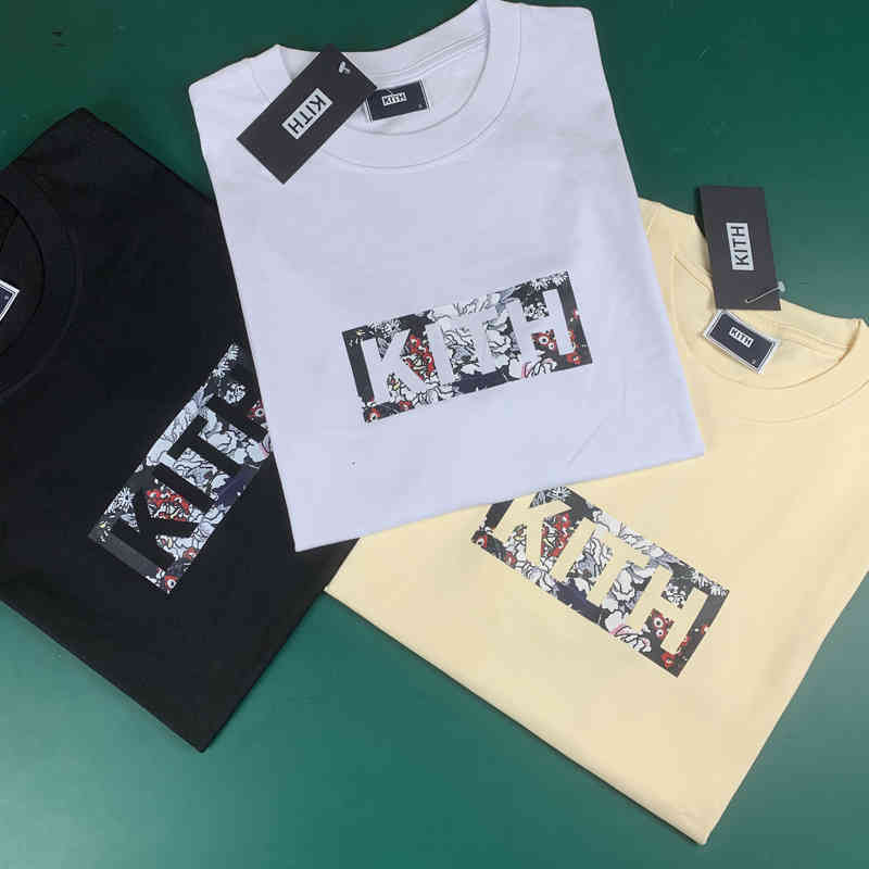 

T-shirt 2022 Stock Kith Box t Shirt Flower Print Men Women Casual Oversize, 8019xing