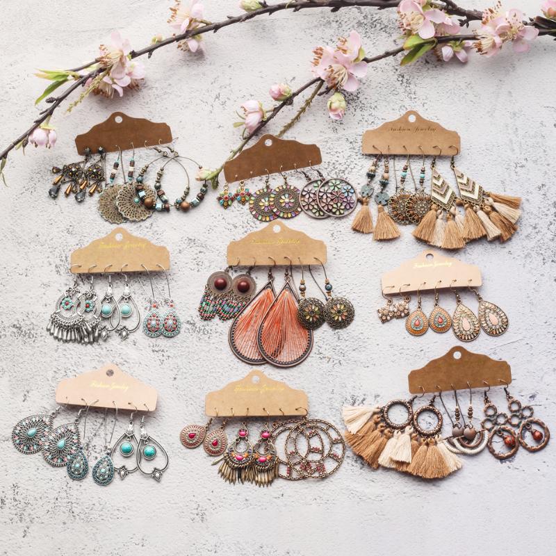 

Dangle & Chandelier Trendy Vintage Boho Ethnic Drop Earrings Sets For Women Anniversary Bridal Christmas Jewelry Accessories GiftDangle