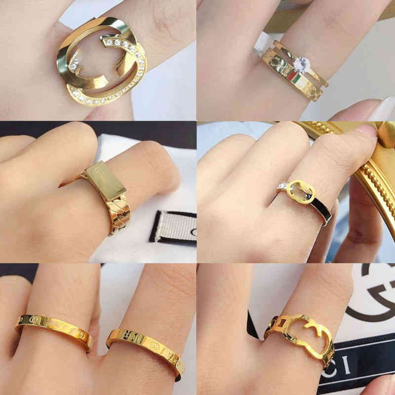 

ins hot selling G22ucci ring female gold-plated hollow double G fashion high-end niche European and American jewelry girl gift