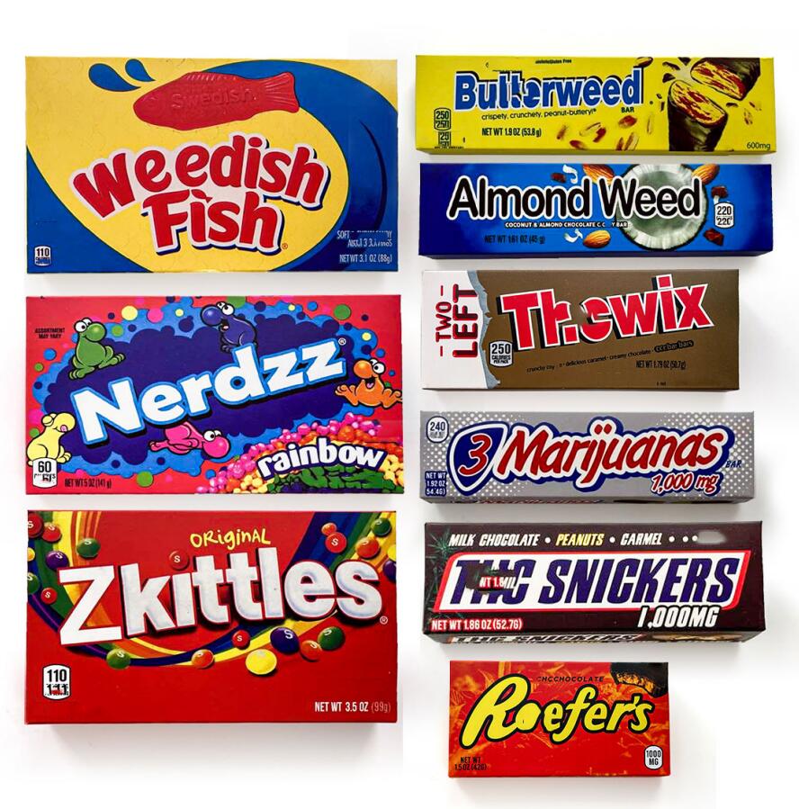 

Factory Wholesale Custom Printed paper box almondweed butterweed payweed thcwix 3 mar ijuanas weedish fish zkittles reefer's znickerz Chocolate flower paper boxes