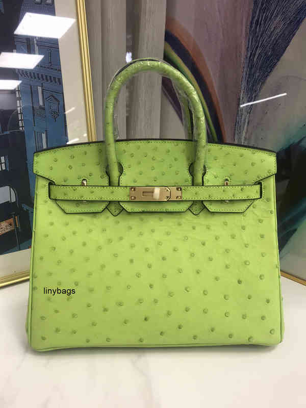 

designer birkins herme shoulder handbags 2022 spring new ostrich skin platinum bag pure hand sewing 30cm versatile women's bag fashion large capacity, Dark green