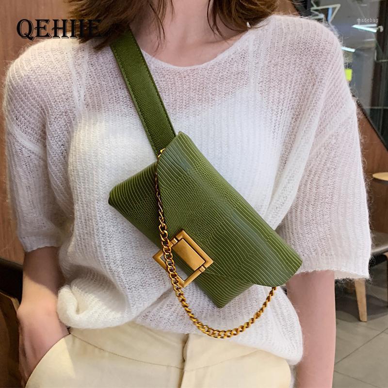 

Cute Waist Bags Women Belt Fashion Leather Chest Chain Shoulder Fanny Pack Purse Sac Banana Femme, Black
