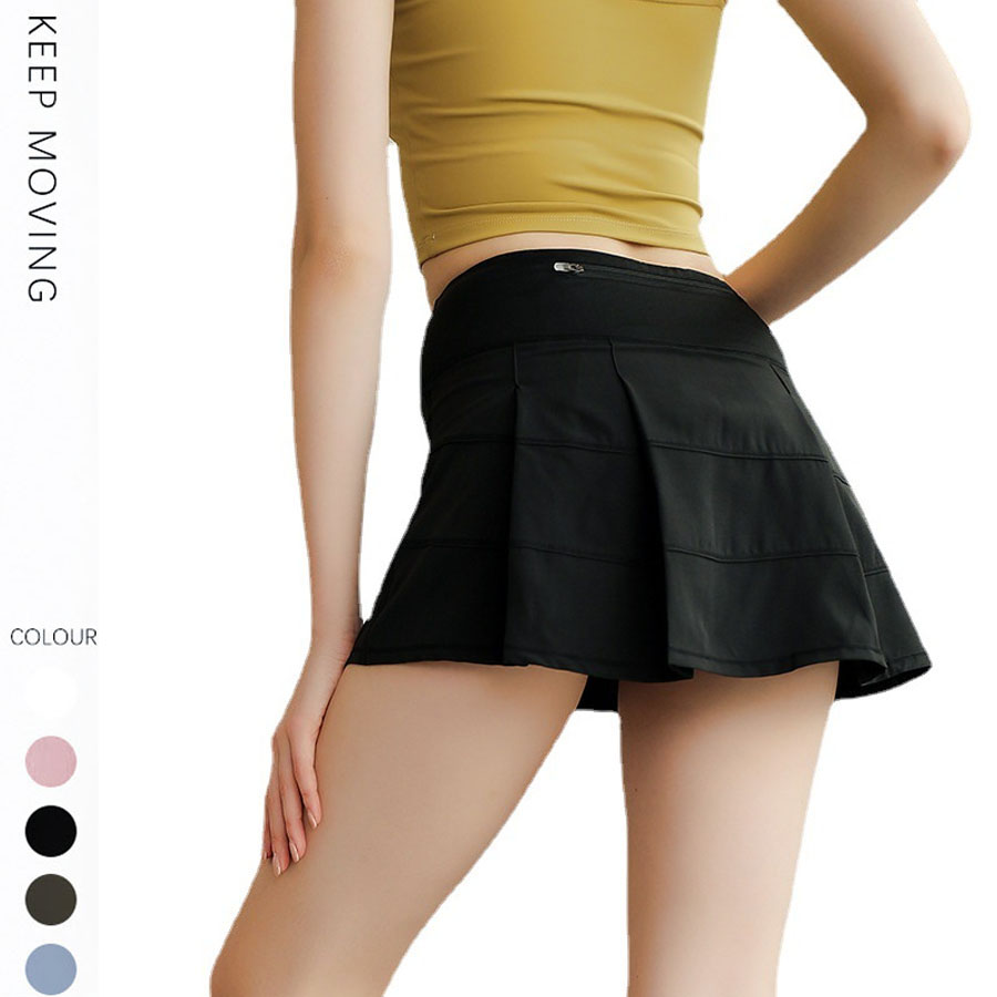 

2022 New Summer Lulus Sports Shorts Skirt Women's Spring Quick-drying Tennis Skirt Pleated Anti-running Fake Two-piece Sexy Gym Shorts Yoga, Pink