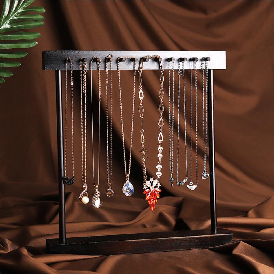 Solid wood walnut Necklace rack Storage Holders contains household Buddha bead hanging hand string rack pendant jewelry show racks-image-759721619