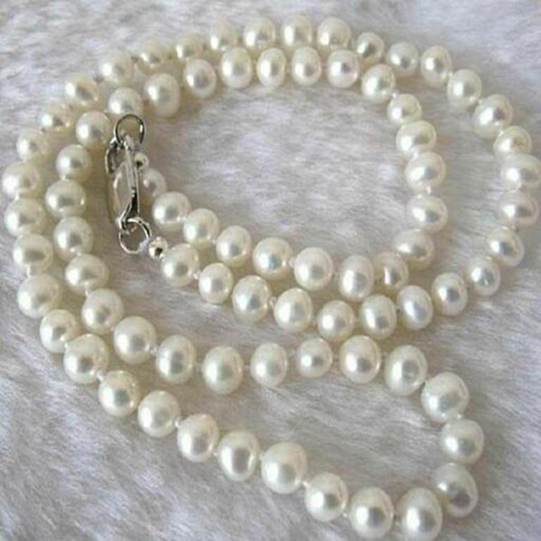 

Natural 7-8mm White Akoya Cultured Pearl Necklace 18"