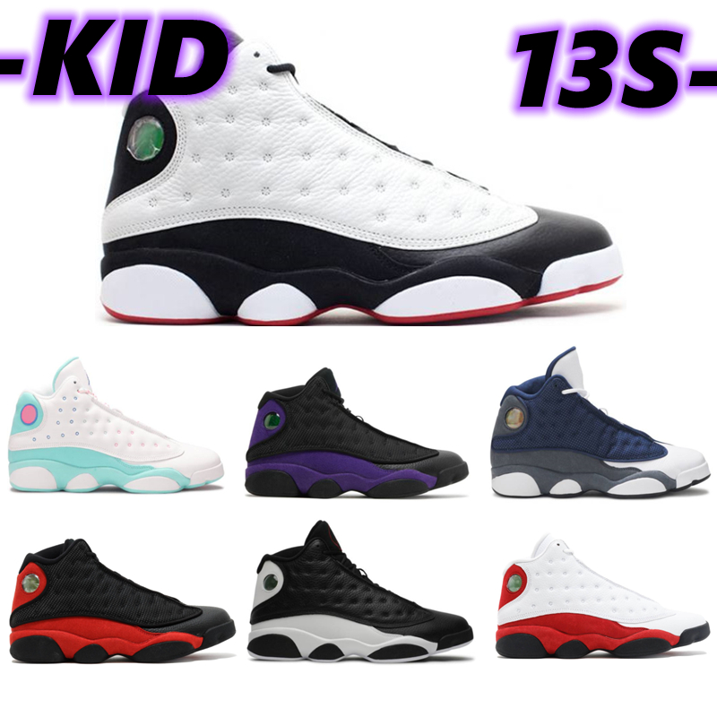 

2022 Newest 13S Children Basketball Shoes 13 Sneaker Hyper Royal Obsidian Navy Court Purple Red Flint Boys Girls Grade school Child Outdoor Trainers Sneakers Bred, Box