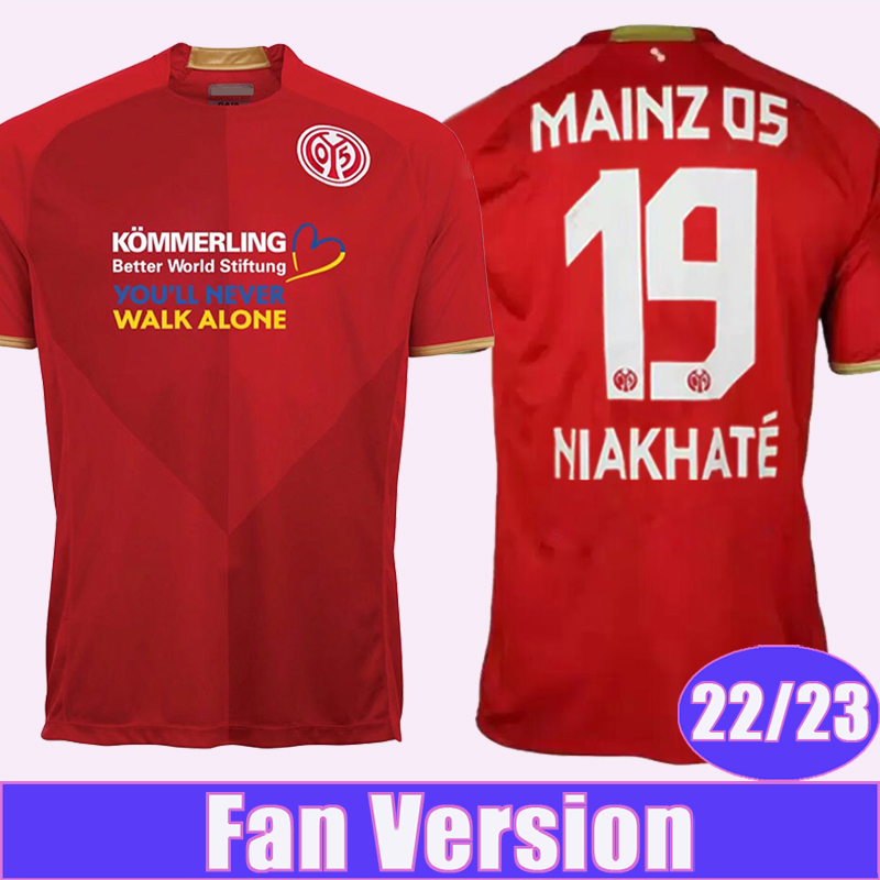 

22 23 BURKARDT NIAKHATE FSV Mainz 05 Mens Soccer Jerseys LEE NEBEL STACH Home Football Shirt Short Sleeve Adult Uniforms, Qm9435 22 23 home no patch