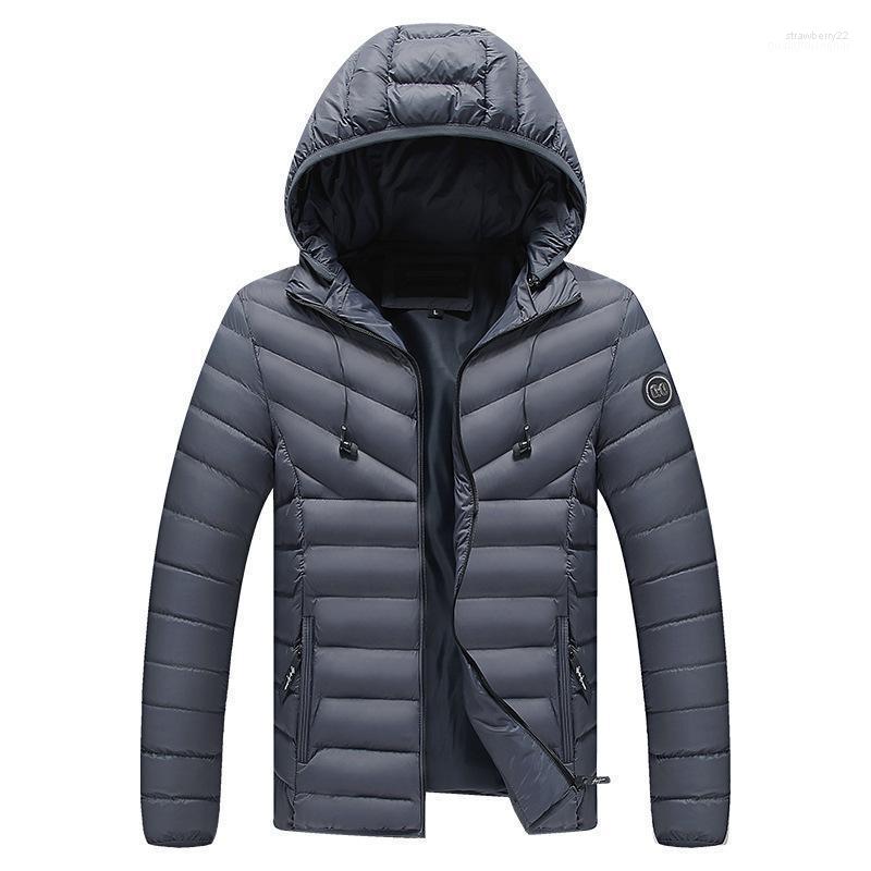 

Men's Down & Parkas 2022 Winter Men Warm Casual Jacket Mens Cotton -Padded Streetwear Male Thick Hooded Solid Outercoats Stra22, Gray