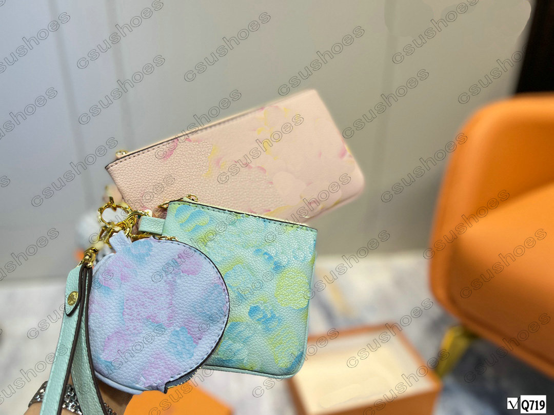 

SUMMER STARDUST Trio Mini Wallet Bag 3 pieces Leather Designer Lilas Small Handbag Designers Luxurys Womens Handle Bags Summer By The Pool 3pcs Purse Wallets M80407, No bag