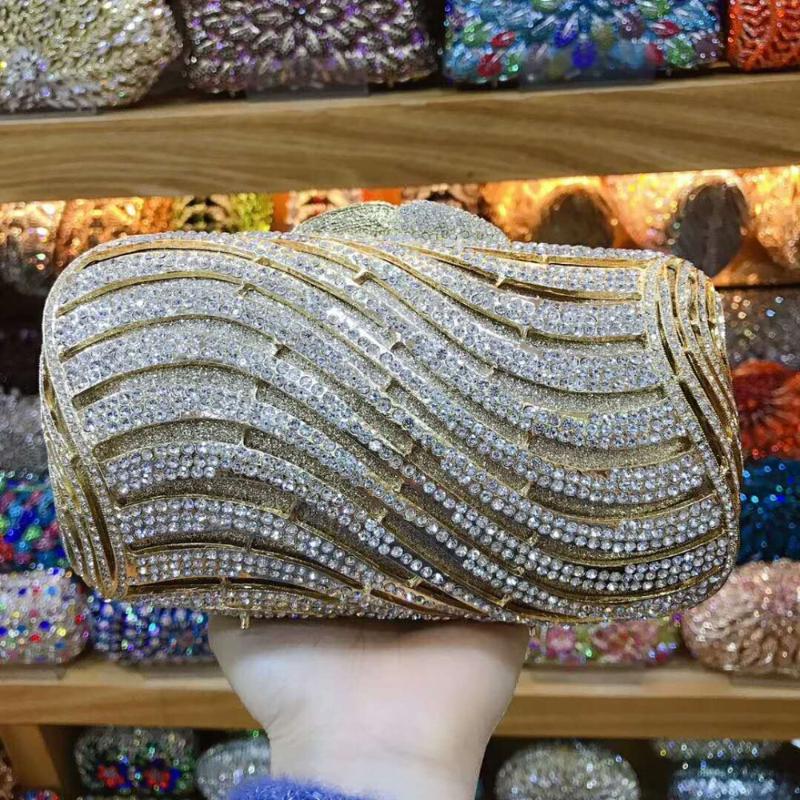 

Evening Bags Lady Est Luxury Crystal Red Blue Clutch Women Golden Clutches For Wholesale Handbags GiftEvening, Color same picture