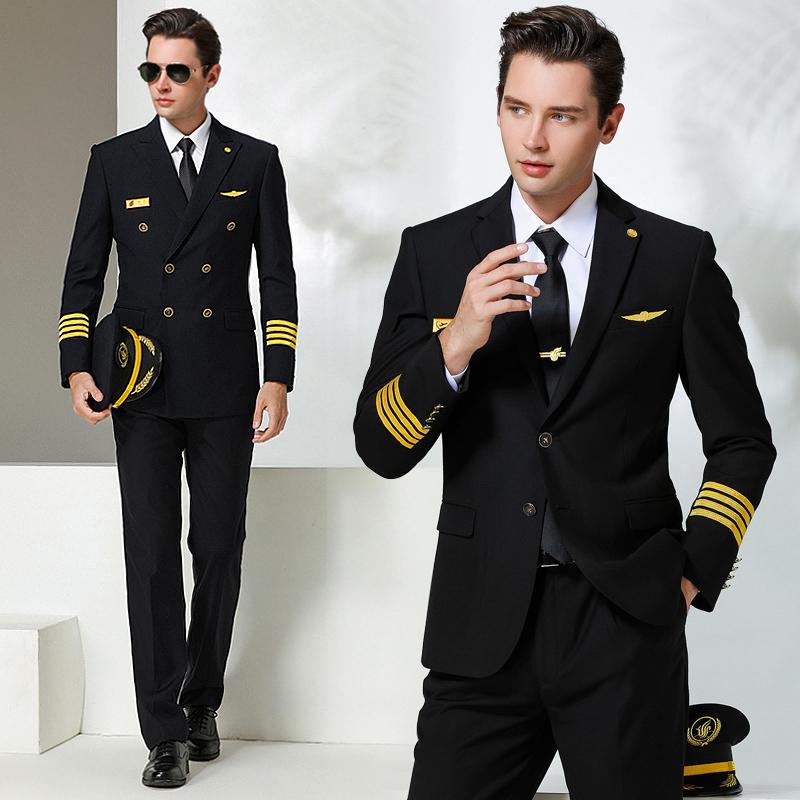 

Men' Tracksuits High-end Aviation Slim-fit Captain Uniforms Male Air Junior Pilot Suits, Double row tops