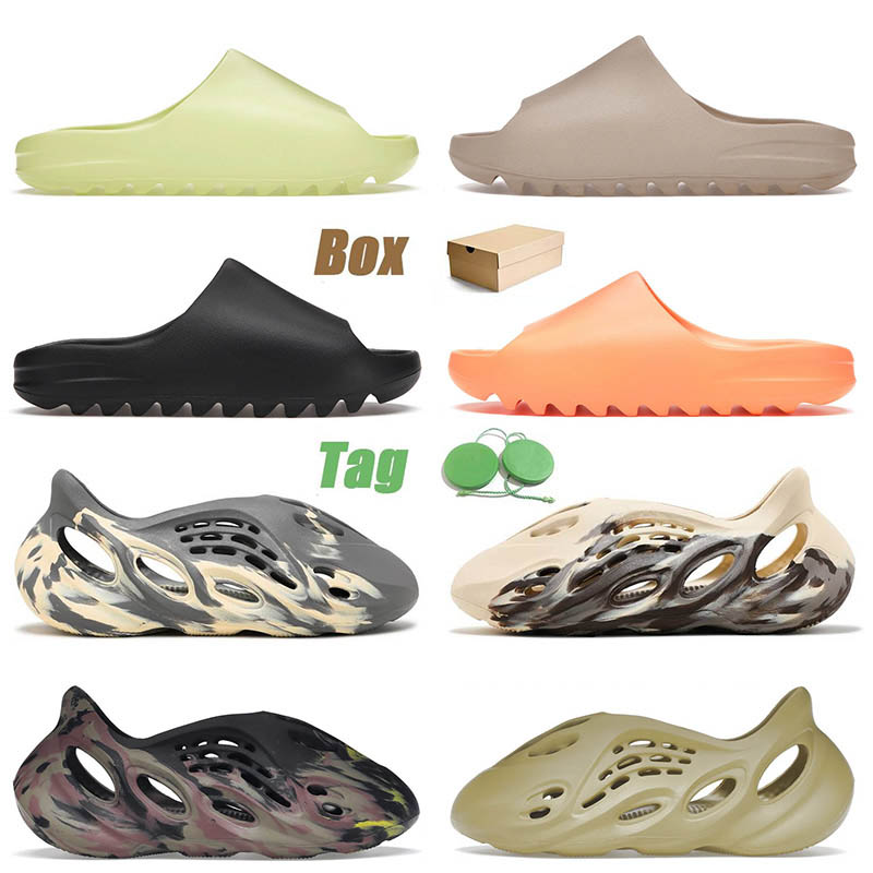 

with box mens women designer foam runr shoes slides slippers size 13 Mx Carbon Pure Moon Gray Enflame Orange Onyx men runners sandals 36-47, A4 black camo 36-45