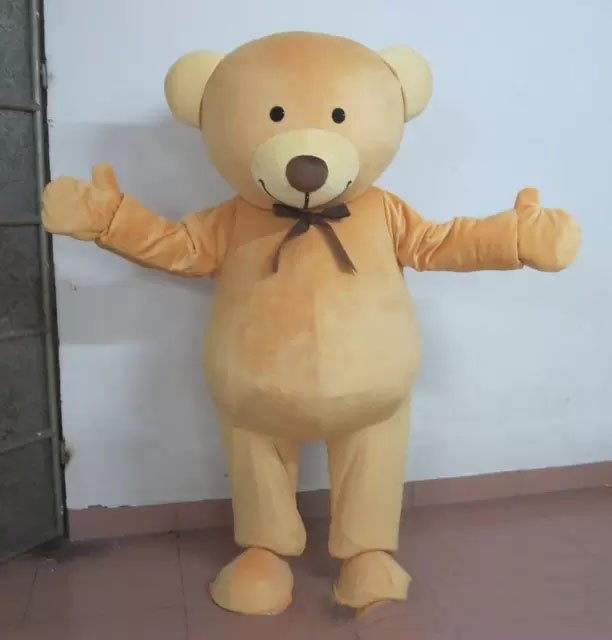 

Professional custom brown teddy bear Mascot Costume small eye brown bear Character Clothes Christmas Halloween Party Fancy Dress, As pic