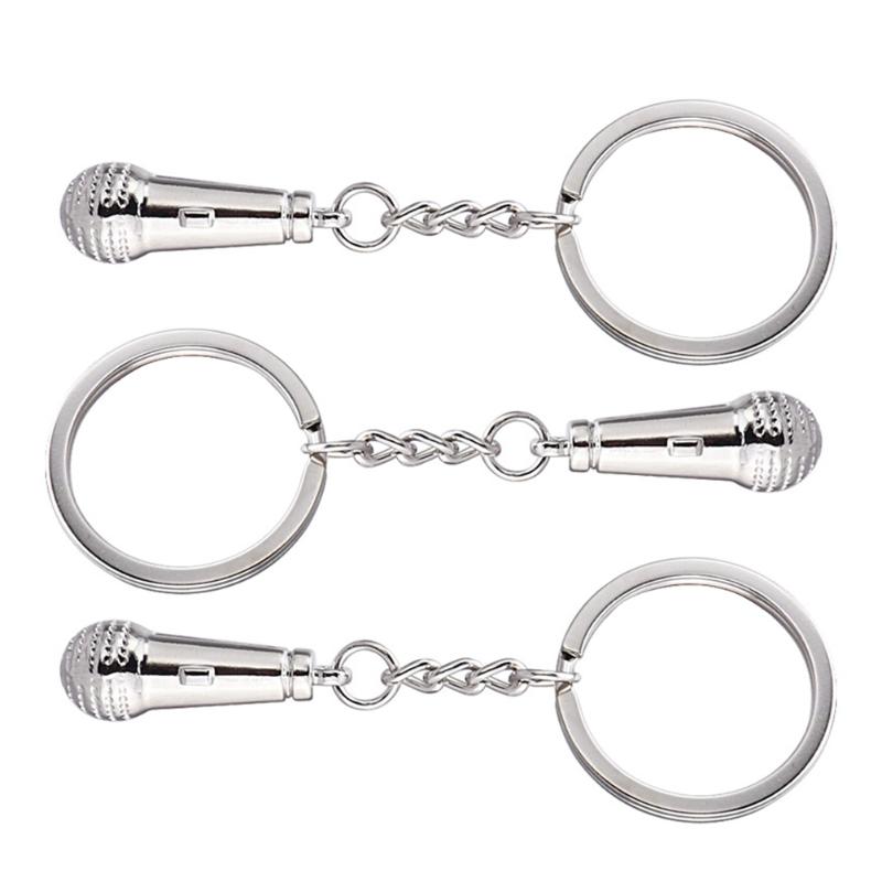 

Keychains 3Pcs Microphone Shaped 3D Mic Pendant Design Key Rings Unique Pendants