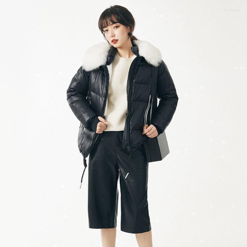 

Women' Down & Parkas Temperament Of CrossMio2022 Winter White Duck Jacket Coat Suits Female Collars Warm Bread1 Luci22, Black
