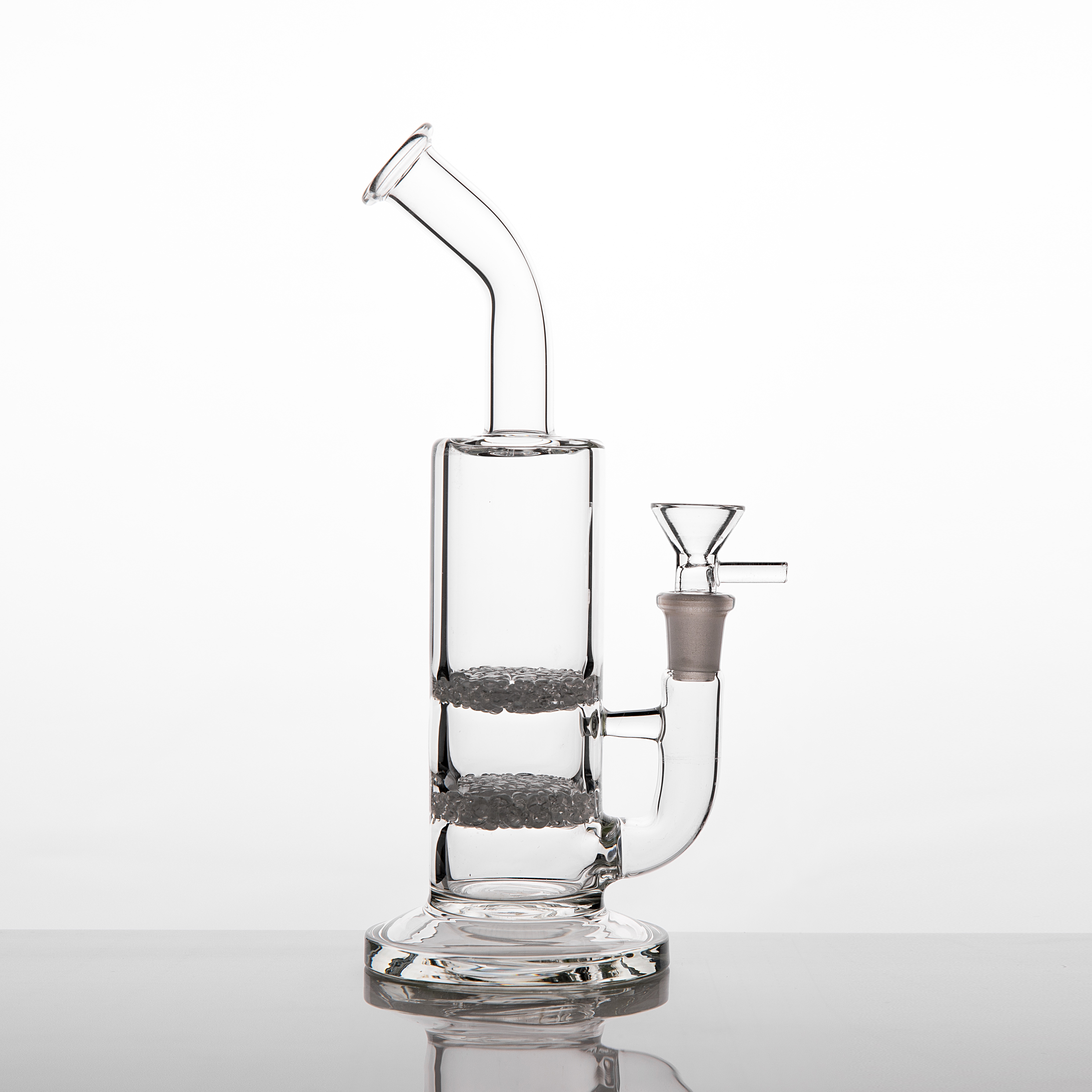 recycler bong Hookahs High borosilicate glass slag double filter bong oil rig bubble pipe full height 9.4 inches-image-767269296