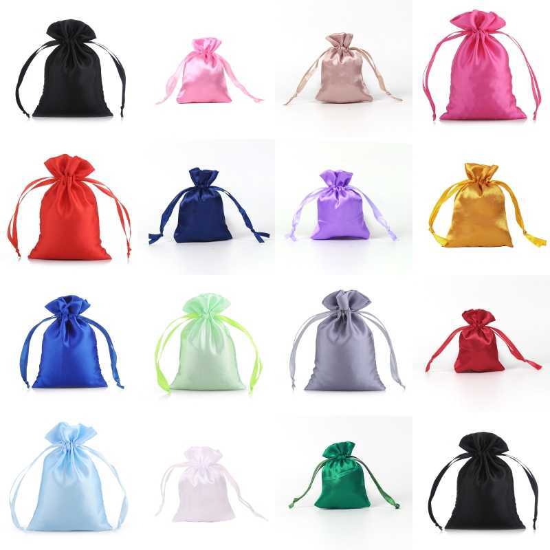 

Packaging Bags Drawstring Gift Bag 8X11CM Satin Mini Pouches Rings Necklace Small Jewelry Bags Colorful Wedding Party Favor