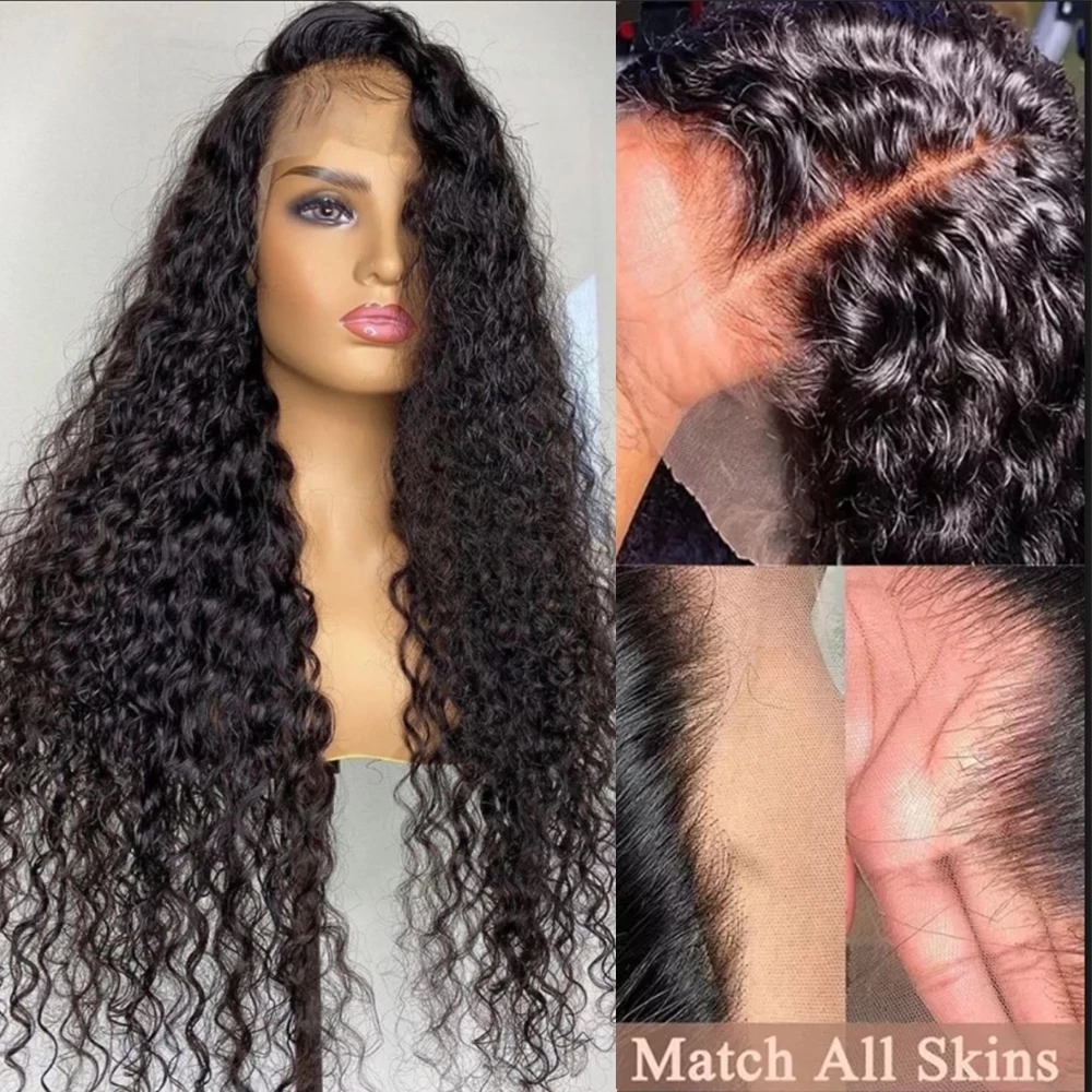 

Curly Glueless Synthetic Hair Natural Black Color Lace Front Wigs For Women 26 Inch Long Fiber Wig Middle Part Babyhair Hairline, 1b color headband wig