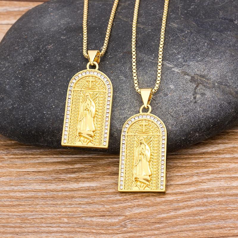 

Pendant Necklaces Charm Colar Copper Zircon Necklace For Mother Gifts Virgin Mary Our Lady Of Guadalupe Religious JewelryPendant NecklacesPe