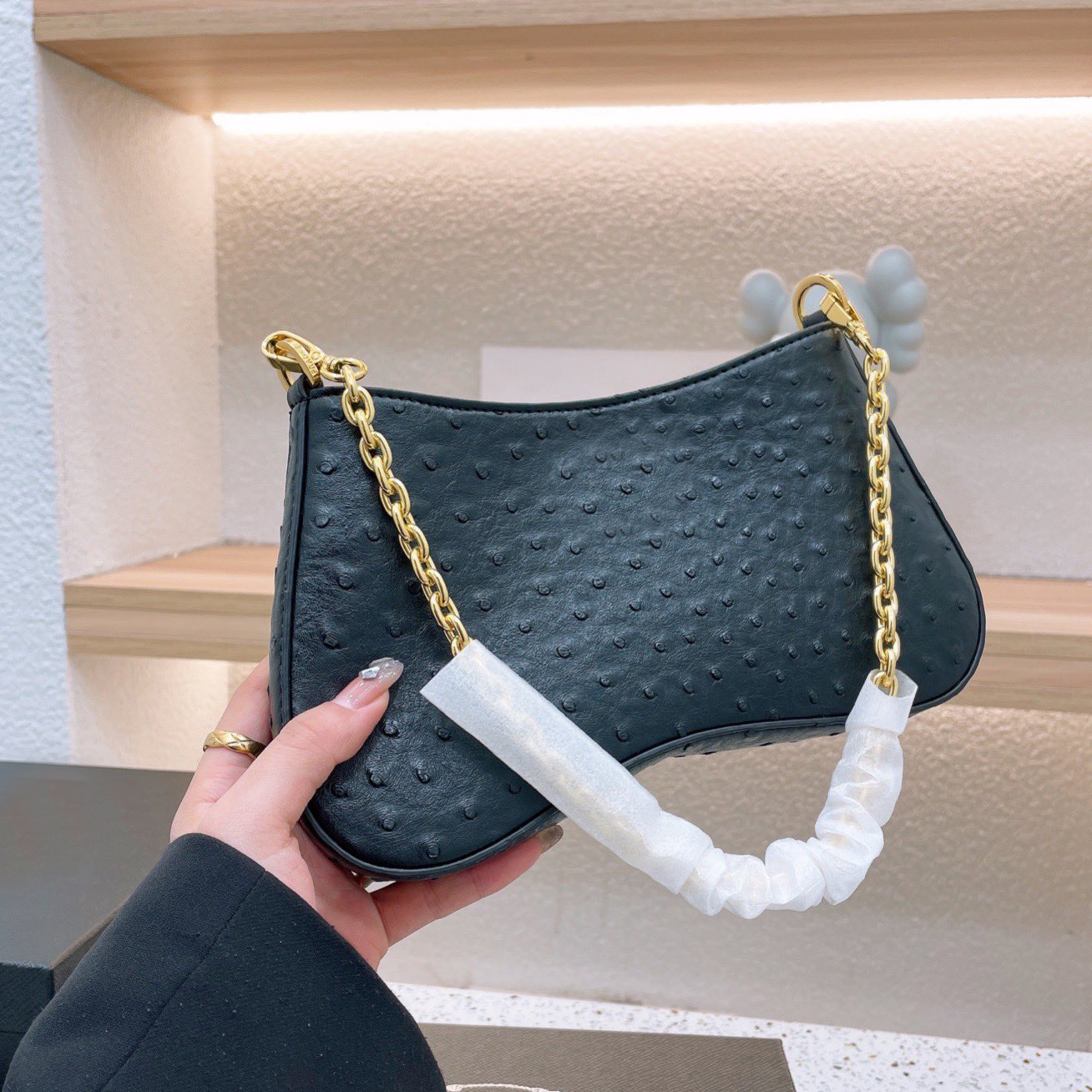 

Axillary bag Chain Bags Metallic Lady Luxury Designer Brand Fashion Shoulder Handbags Quality Women Phone Wallet Crossbody Metallic Artwork, White with logo 26x14cm