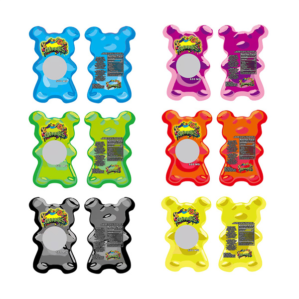 500mg holographc gummies packaging gummy mylar bag special shape dry herb flower package zipper lock bags wholesale price custom print bags-image-764633697