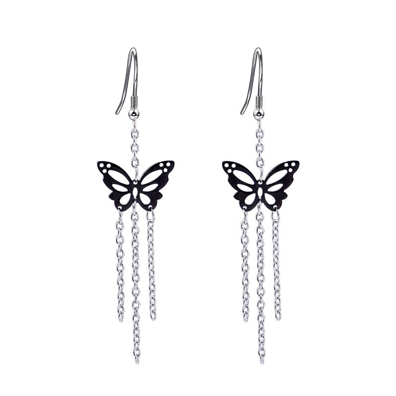 

Dangle & Chandelier RIR 1 Pair Women Cute Black Color Butterfly Long Tassel Drop Earrings Jewelry Fashion Accessories Charm Earring