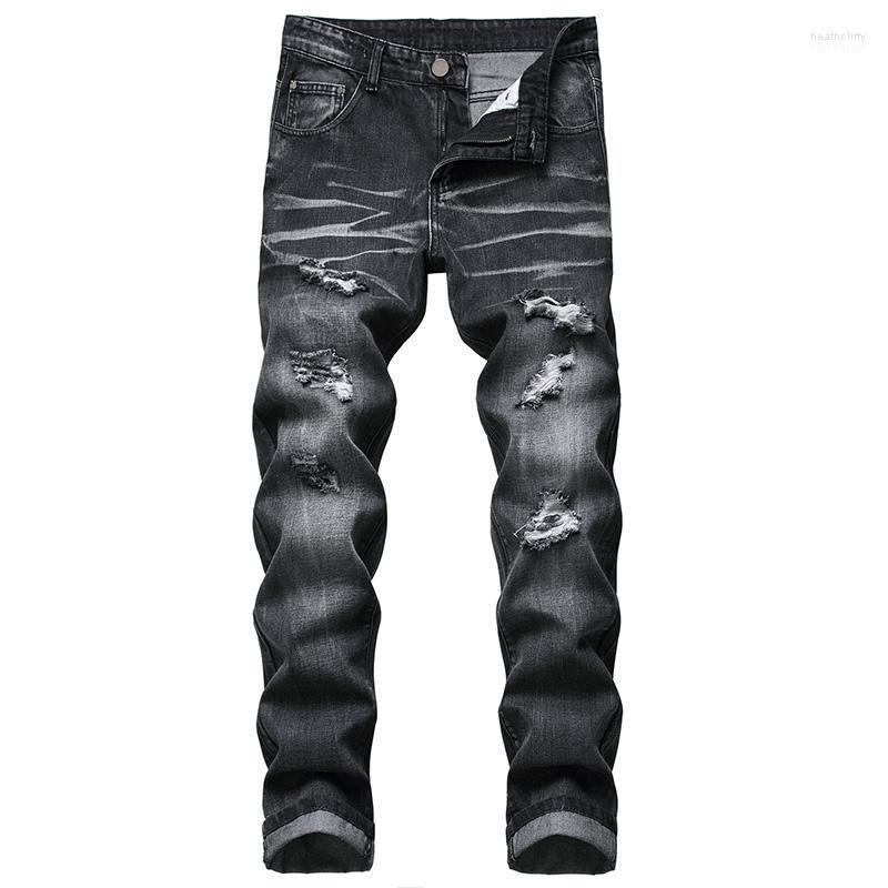 

Men's Jeans Christmas Gift Fashion All-Match Black Ripped Trousers Heat22