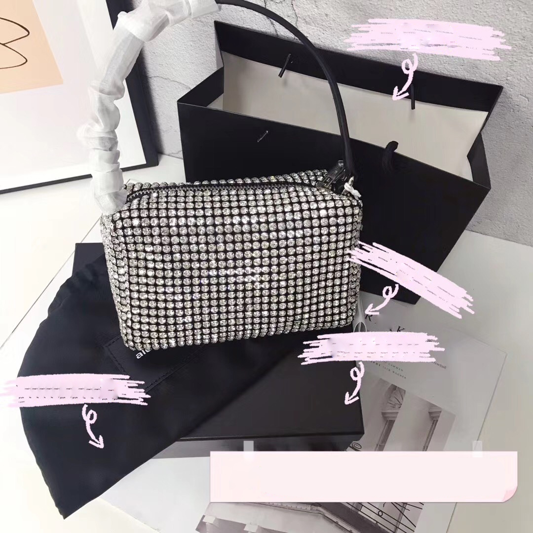 5A+TOP quality AW Diamond Bags Designer pilllow tote purse women Heiress Rhinestone Chain Mesh Clutch Classic Fashion Underarm Shoulder Bags Small H