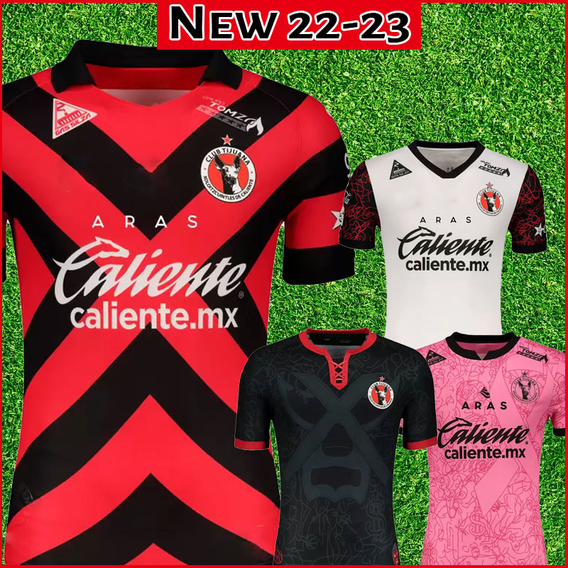 

21 22 Mexico Tijuana Soccer Jersey RUIZ MANOTAS MARTINEZ RODRIGUEZ RIVERA BARBONA Home Red Away Special Edition Pink Football Shirts third, Away+patch