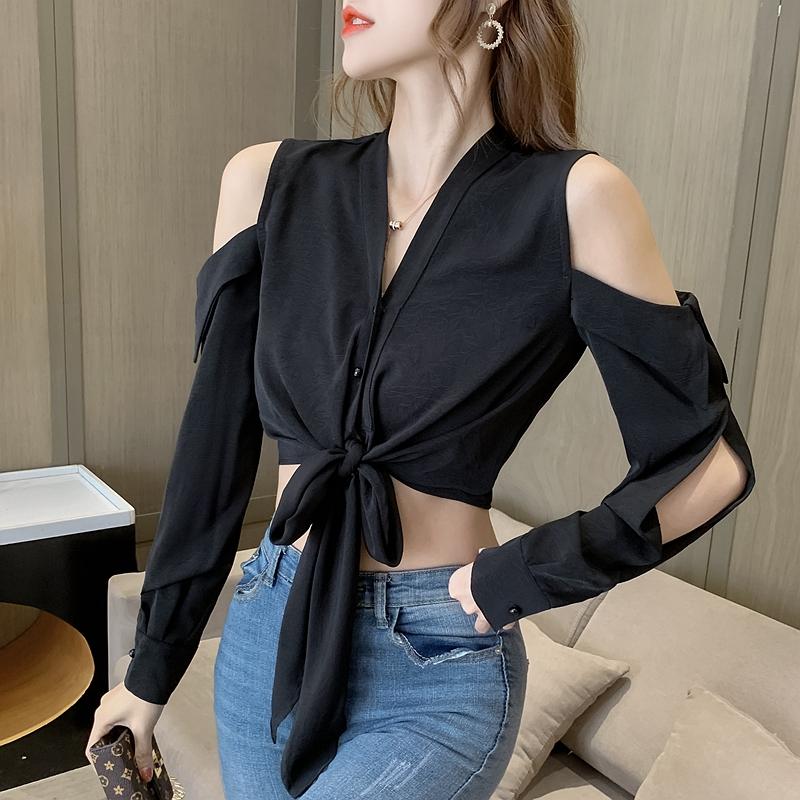 

Women' Blouses & Shirts France Style Ladies Women' Spring Summer Off Shoulder Short Tops Blusas MujerWomen, Black
